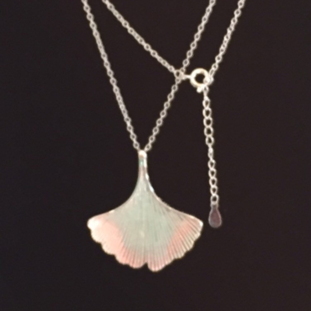 Ginkgo Leaf Pendant with Necklace 925 SS